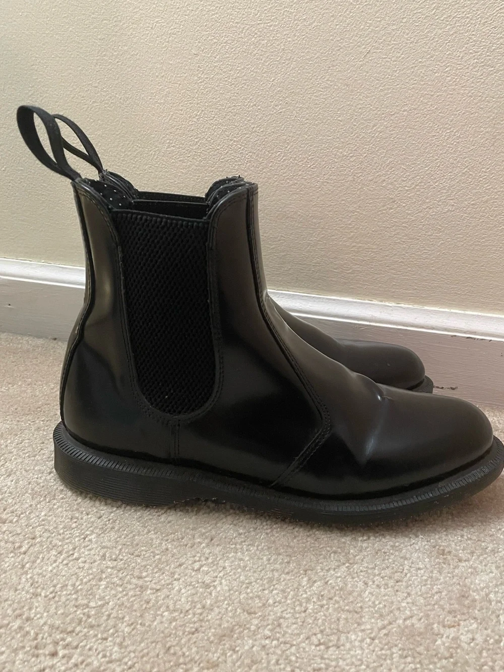Dr.Martens | Flora Black Smooth Leather Chelsea Boots - Picture 1 of 8